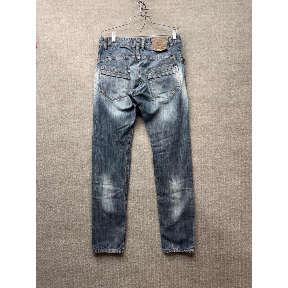 Moritz Jeans Mens 30x30 Blue Denim Straight Leg Distressed Carlo TM754-J Greece - Picture 2 of 12